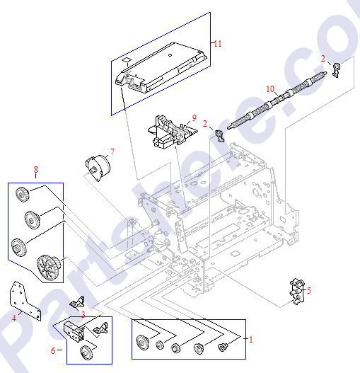HP parts picture diagram for RG5-3497-000CN-R, RG5-3497-000CN, RB2-1632-000CN, RY7-5005-000CN, RY7-5007-000CN, RY7-5036-000CN, RF5-2367-000CN-R, RH7-1320-000CN-R, RH7-1320-000CN, RF5-2367-000CN, RF5-2367-000CN-C, RG5-3453-000CN, RB1-7105-000CN, RB1-7107-000CN, RB1-7288-020CN